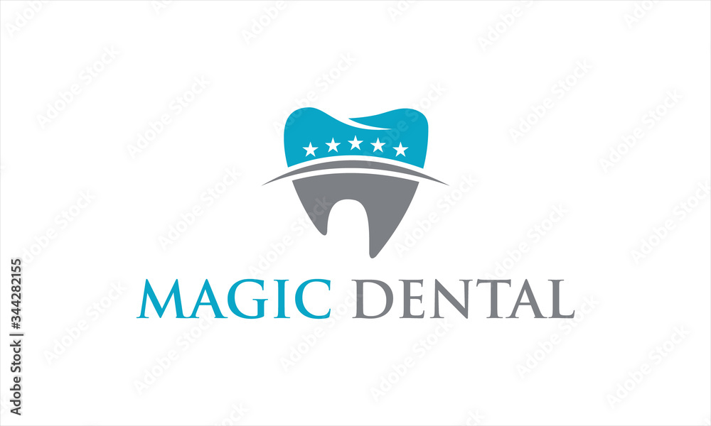 combination logo from tooth and star logo design concept combination logo from tooth and star logo design concept