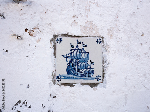 Azulejo tiles. Faro, Algarve, Portugal.