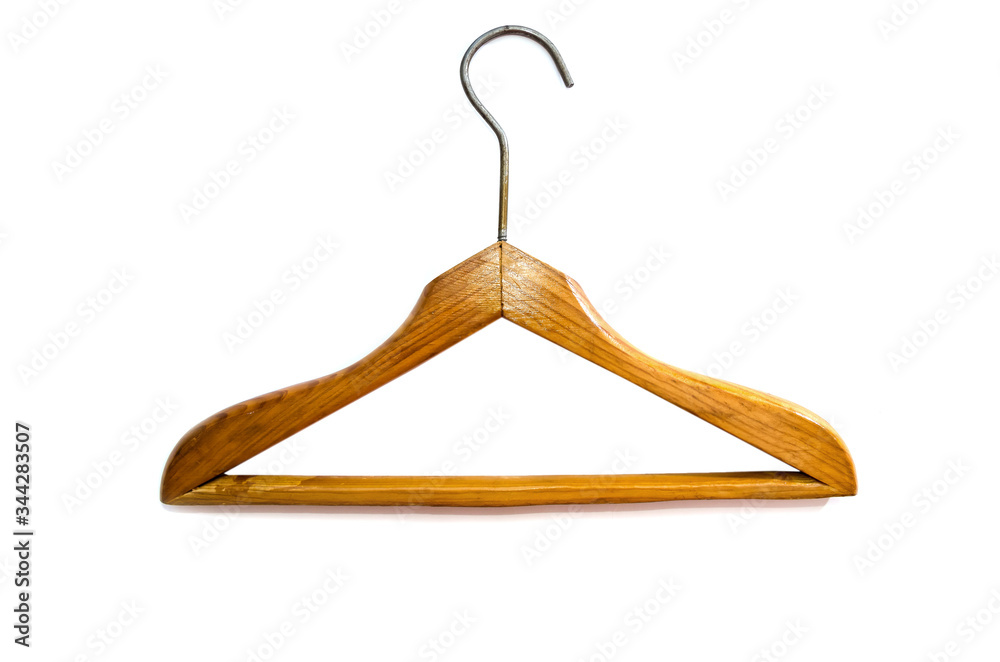 wooden coat hanger isolated on a white background. wooden coat hanger isolated on a white background.