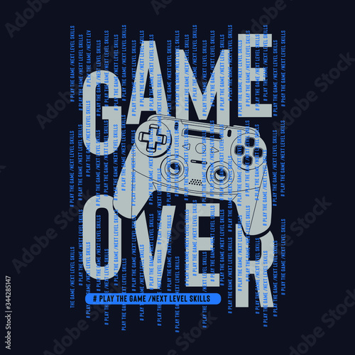 vector illustration for a joystick , tee shirt graphics, game over typography