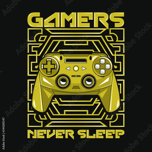 Joystick vector illustration, tee shirt graphics, typography, 