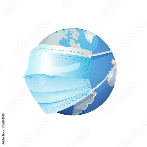 World with Respiratory Protective Mask - Illustration