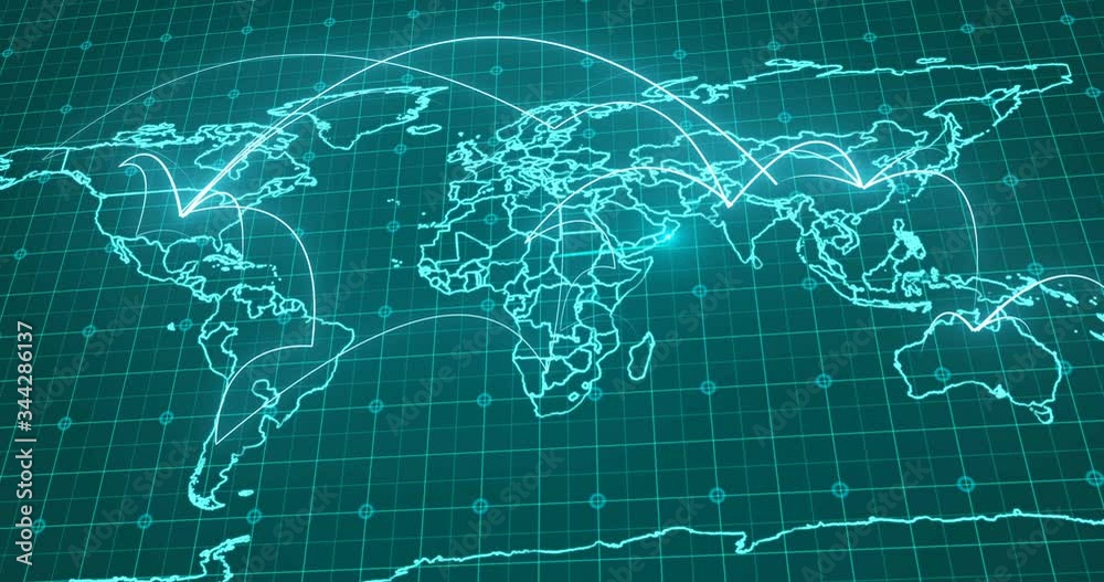 Global business concept of connections and information transfer in the world, as well as a diagram of the spread of infectious diseases, the concept of using human communications as viruses, covid-19