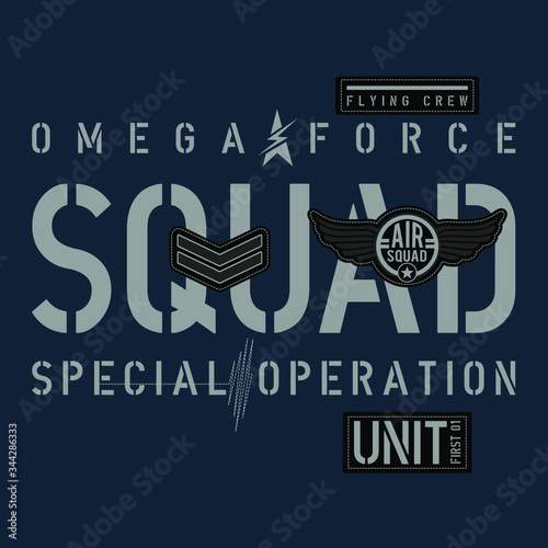vector military illustration, tee shirt graphics, stud typography