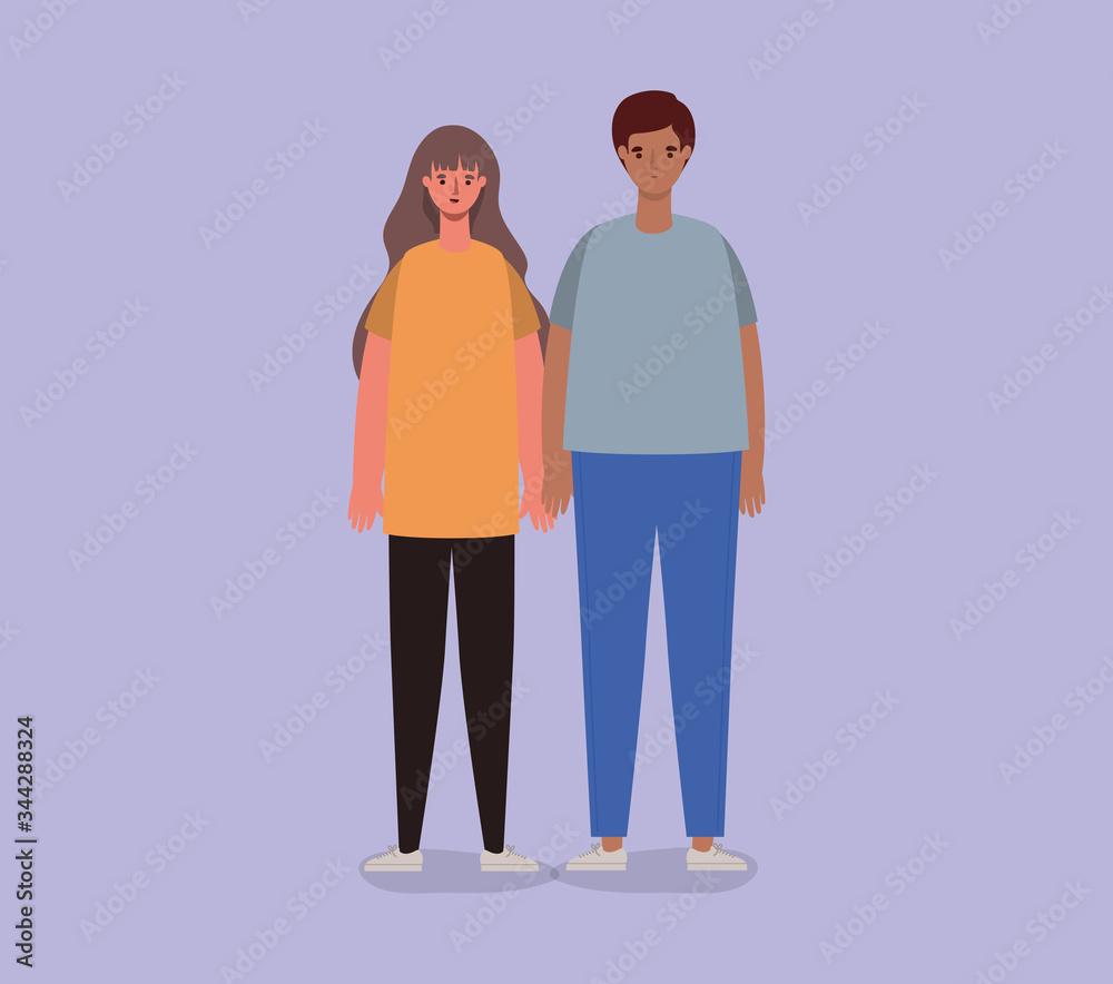 Happy and sad woman and man avatar cartoon vector design Happy and sad woman and man avatar cartoon vector design
