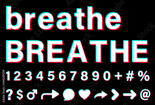 Breathe white sign on black background.