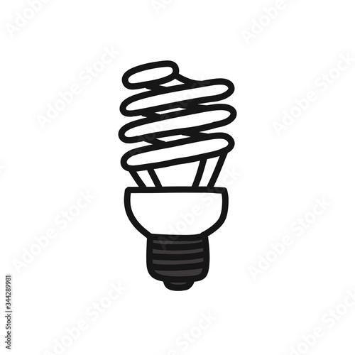 fluorescent lamp doodle icon, vector illustration
