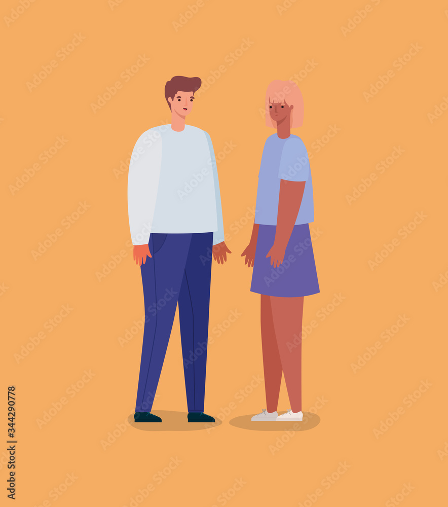 Happy and sad woman and man avatar cartoon vector design Happy and sad woman and man avatar cartoon vector design