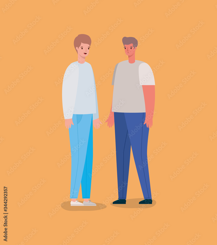 Happy and sad men avatars cartoons vector design