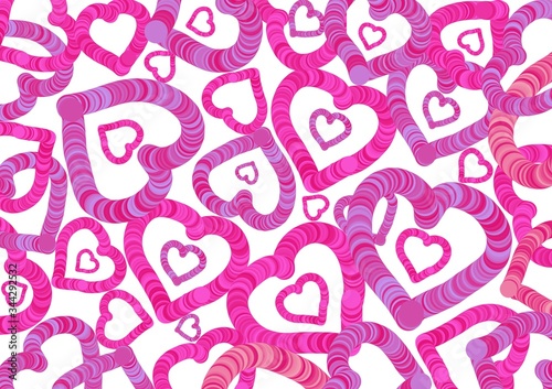 Hand drawn heart icon. Illustration vor wedding, valentines, mothers day, fathers day, birthday. Pink, purple hearts background. Design elements. 
