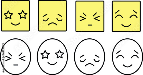 8 images of various emotions, funny, sad, irritated, enthusiastic