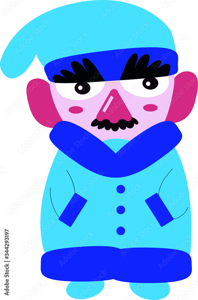 mustachioed man in a blue coat