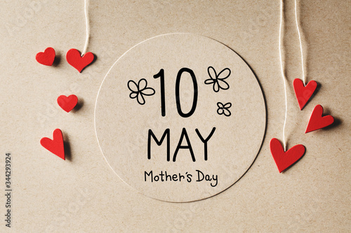 10 May Mothers Day message with handmade small paper hearts