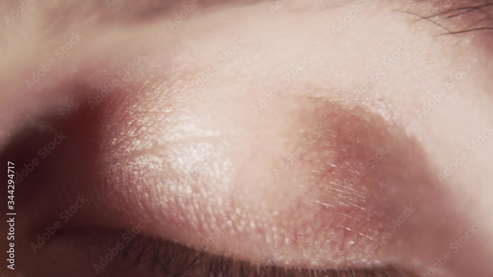 macro shot of an eye pupil dilating, then slowly blinking macro shot of an eye pupil dilating, then slowly blinking