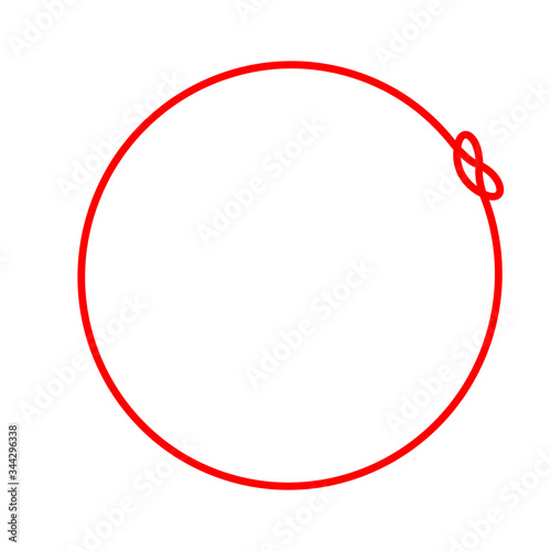 Endless round red thread rope with simple knot as symbol of support for doctors, nurses and other staff fighting against covid-19 virus in Ukraine. Vector sign illustration. Empty round border frame.