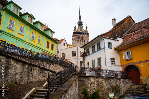 Old town of Sighisoara in east Europe in Romania with beautiful old architecture