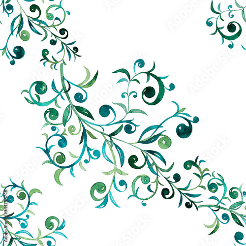 Colorful floral background on white. Watercolor pattern.