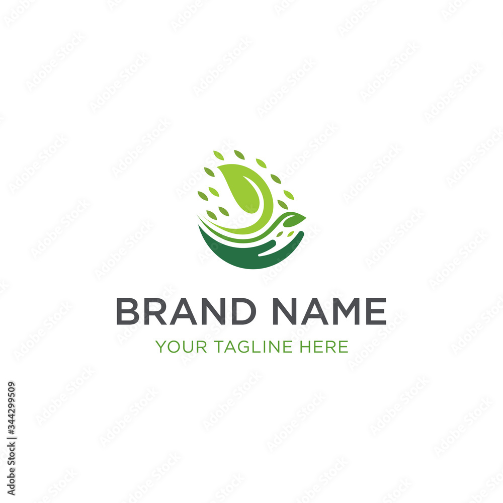 Sprout in hand, agriculture logo, ecology of environmental protection, natural logo, organic icon templates Sprout in hand, agriculture logo, ecology of environmental protection, natural logo, organic icon templates