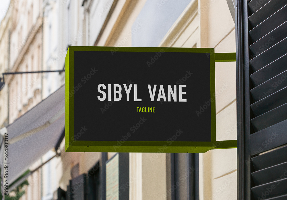 Rectangular Outdoor Mounted Entrance Sign Mockup Stock Template | Adobe ...