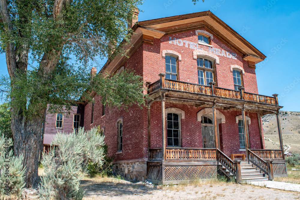 Abandoned hotel in Montana ghost town