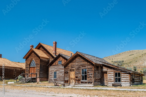 Abandoned old houses in Montana ghost town. © Kathryn