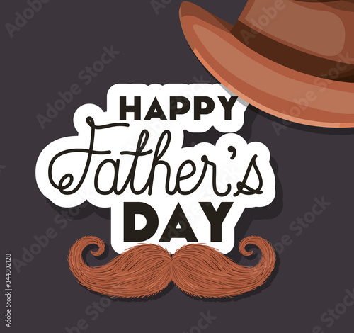 Happy fathers day hat and mustache vector design