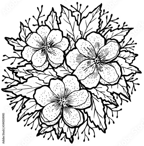 Contour composition with flowers