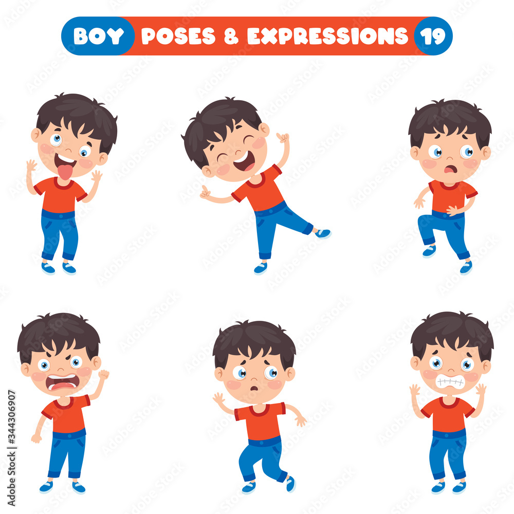 Poses And Expressions Of A Funny Boy Poses And Expressions Of A Funny Boy