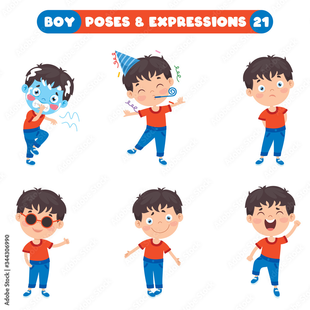 Poses And Expressions Of A Funny Boy Poses And Expressions Of A Funny Boy