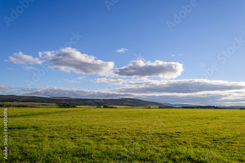 Drummossie Moor on a summer day with a beautiful blue sky  the field is the site of the Battle of Culloden  1746  near Inverness in the Scottish Highlands  Scotland  UK