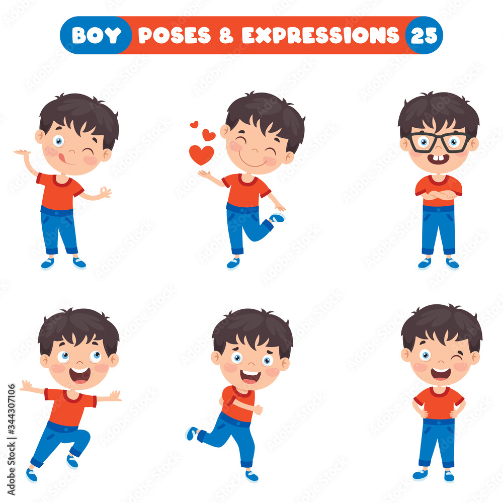 Poses And Expressions Of A Funny Boy Poses And Expressions Of A Funny Boy