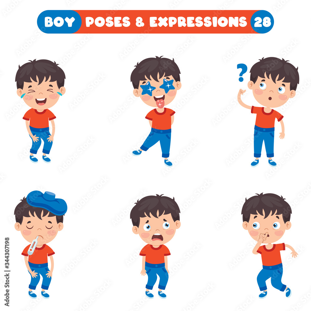 Poses And Expressions Of A Funny Boy