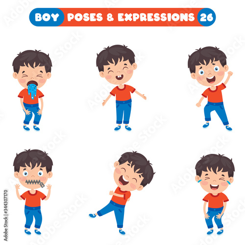 Poses And Expressions Of A Funny Boy