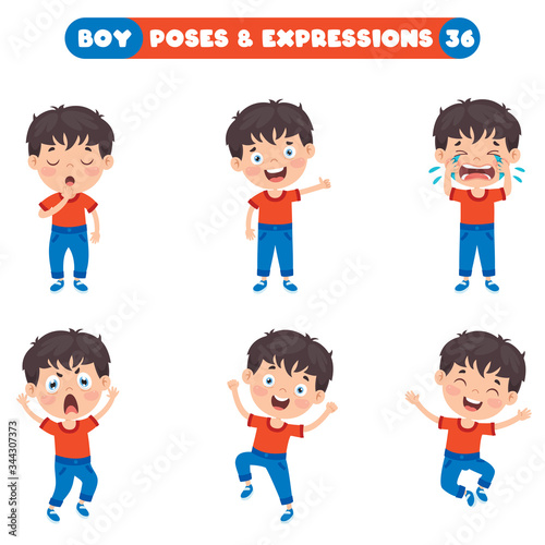 Poses And Expressions Of A Funny Boy