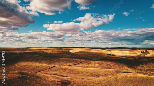 Clouds over Grass Desert Western Washington State  Aerial Drone Photo 