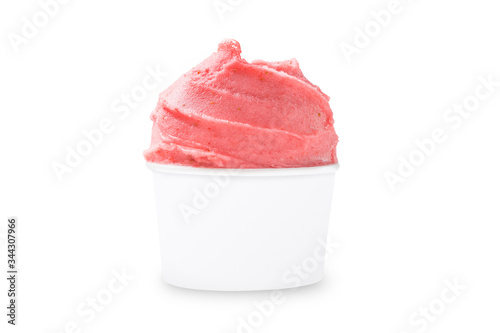 Red gelato on white background