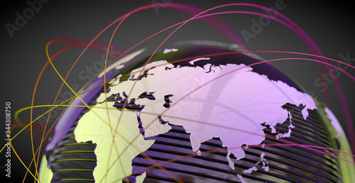 World map and networking.3d illustration and concept of international logistics of agreements and international business. Networks and companies around the world