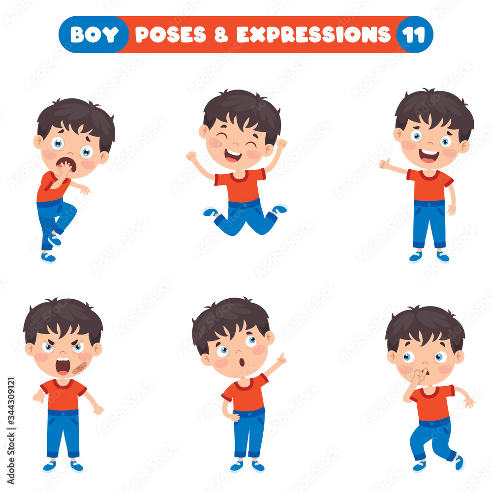 Poses And Expressions Of A Funny Boy Poses And Expressions Of A Funny Boy