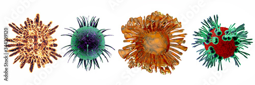 Coronavirus COVID-19.3d illustration of infectious viruses and bacteria.