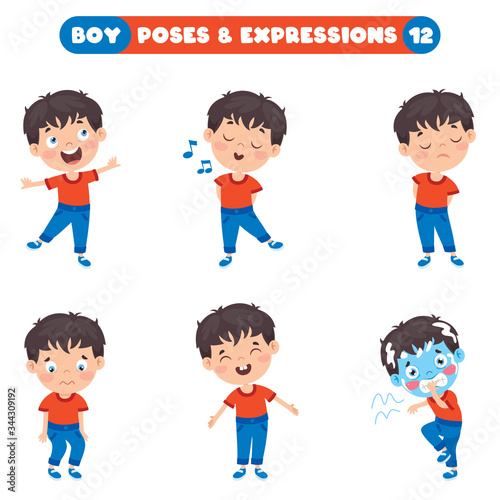 Poses And Expressions Of A Funny Boy