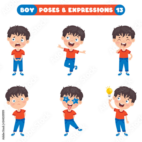 Poses And Expressions Of A Funny Boy