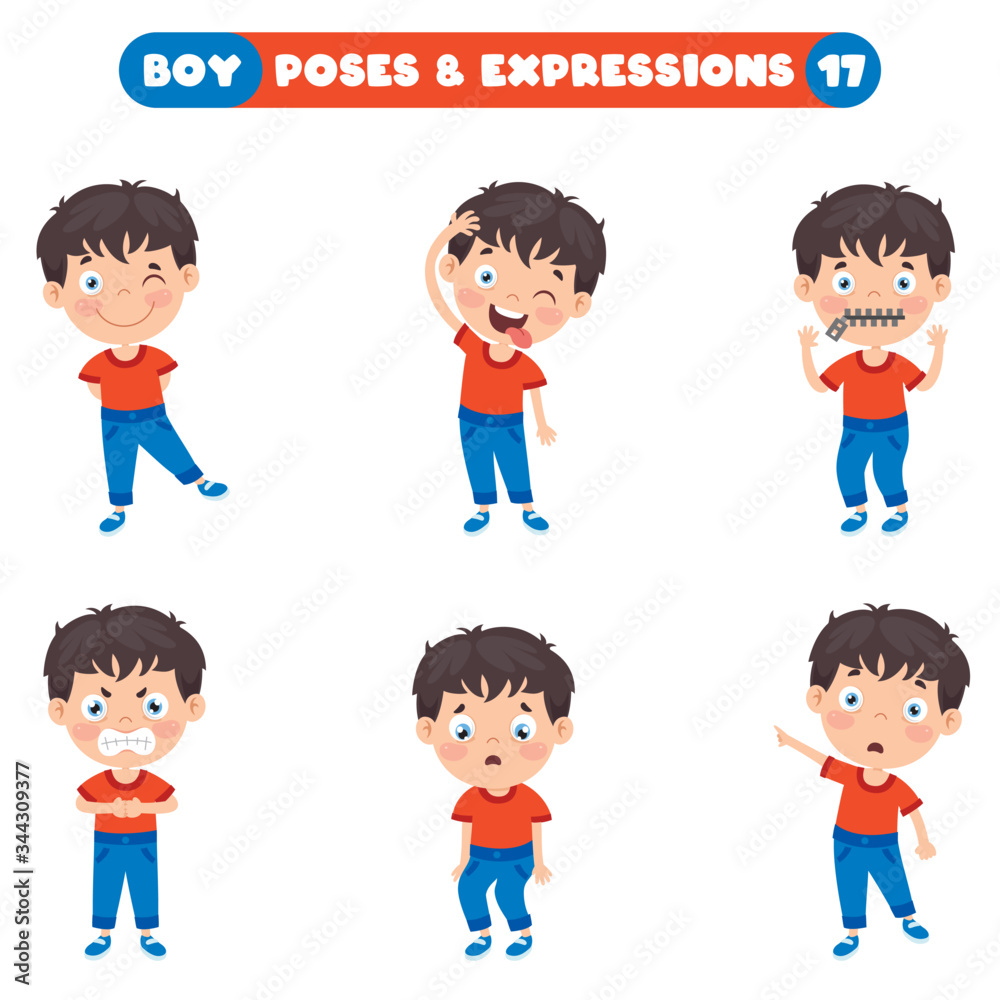 Poses And Expressions Of A Funny Boy