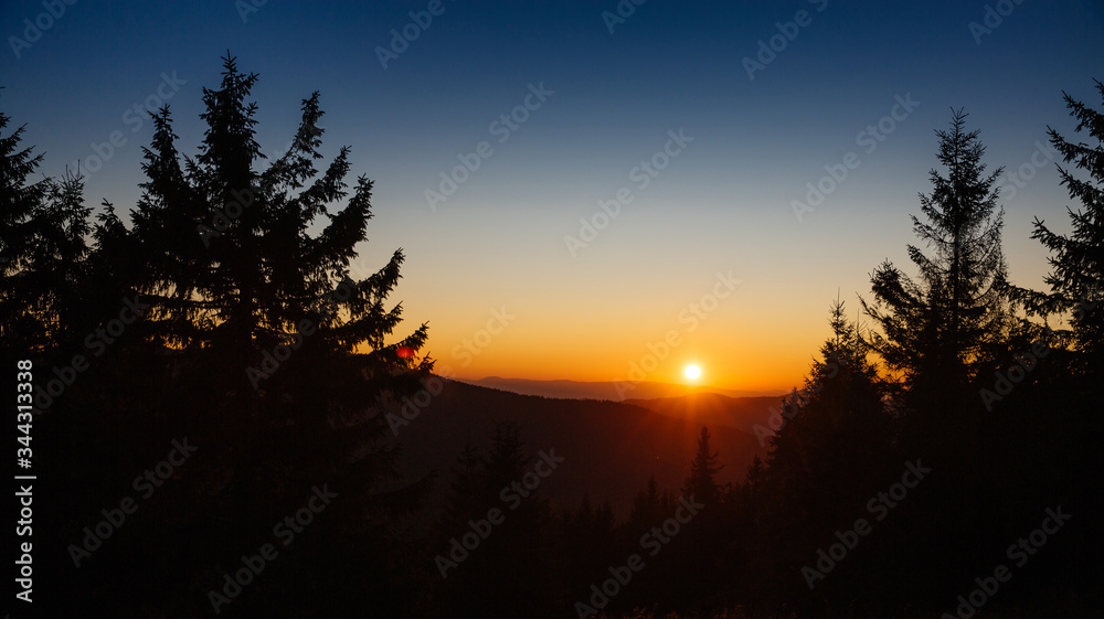 Sunset in Carpathian mountains