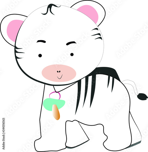 Cute animal zebra baby vector illustration for greeting card and invitation
