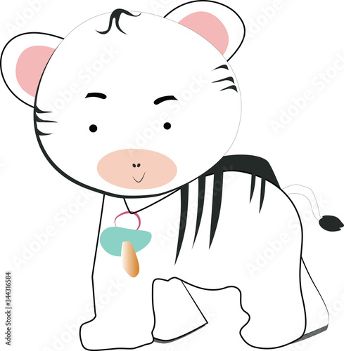 Cute animal zebra baby vector illustration for greeting card and invitation