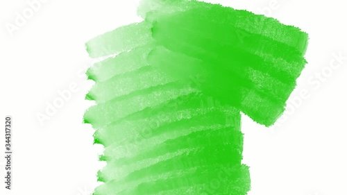 Abstract 2D animation of black hand-painted brush strokes on white background. 4k UHD green template perfect for motion graphics, digital composition, masks, transitions, fades, mattes, reveals.
