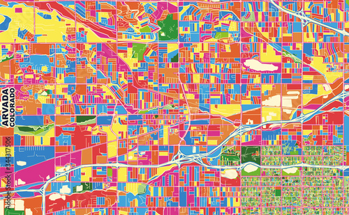 Arvada  Colorado  USA  colorful vector map