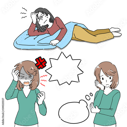 PMSに悩む女性のイラスト