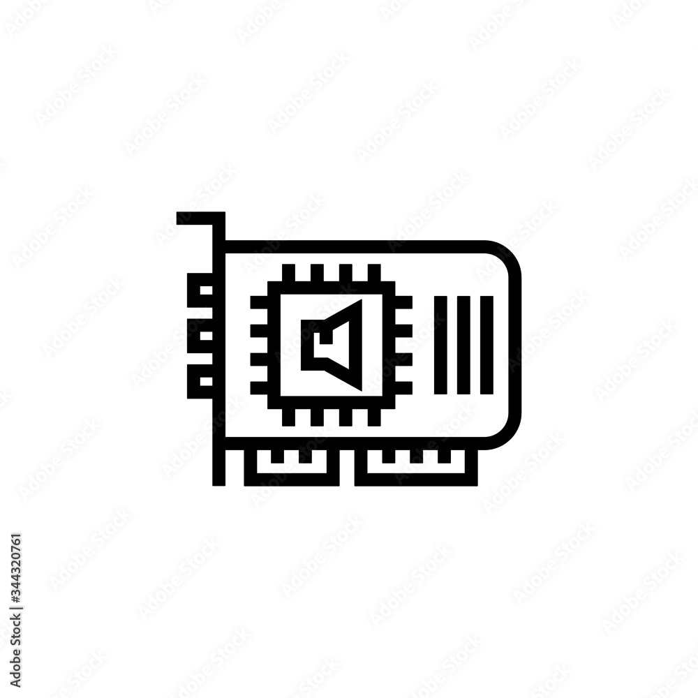 Sound card vector icon in lineout, linear style isolated on white background Sound card vector icon in lineout, linear style isolated on white background