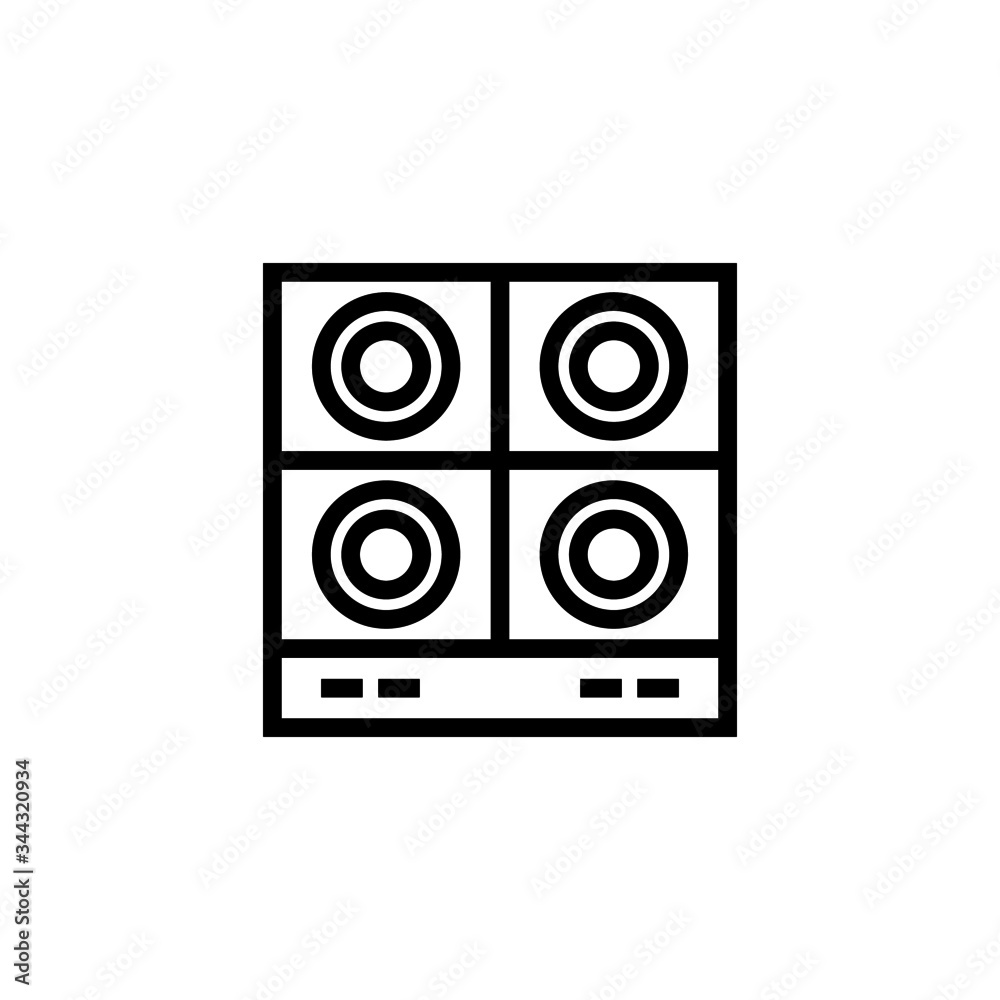 Hot plate vector icon in lineout, linear style isolated on white background Hot plate vector icon in lineout, linear style isolated on white background